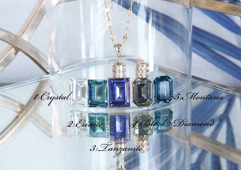 French Perfume Bottle Long Necklace(Swarovski) - สร้อยคอ - คริสตัล สีทอง