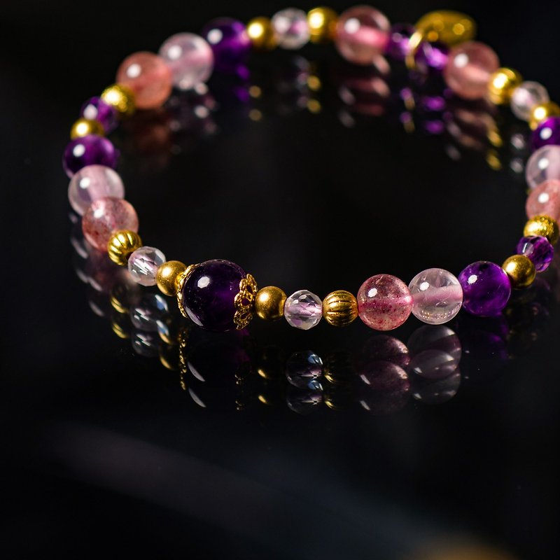 Spring // C1212 Amethyst Strawberry Rose Quartz Bracelet - Bracelets - Gemstone 