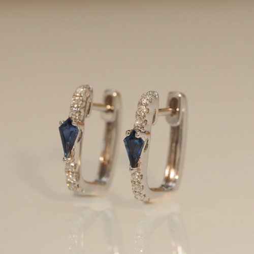 IRIZA Jewellery 18K金藍寶石風箏環形耳環18K Gold Blue Sapphire Kite Hoop Earr