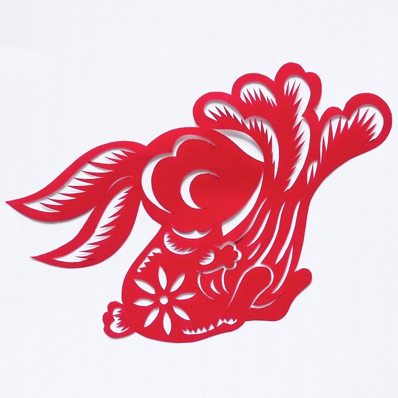 Kirigami Eto Twelve Chinese Zodiac Rabbit - Posters - Paper Red