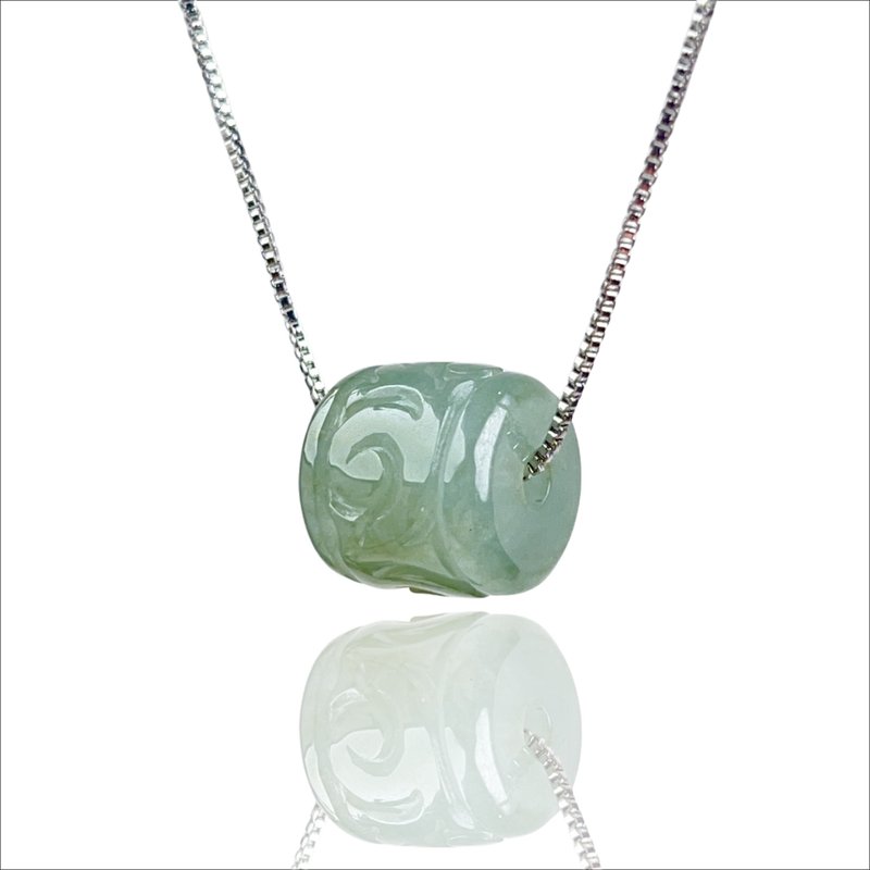【萬事亨通】冰綠翡翠雕花路路通項鍊| 天然緬甸玉翡翠A貨 | 送禮 - 項鍊 - 玉石 綠色