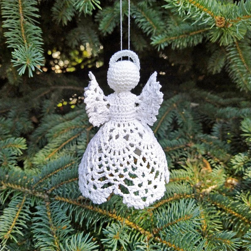 Christmas tree angel ornament, Angel hanging decoration, 聖誕樹裝飾品, Christmas Gift - Items for Display - Cotton & Hemp White