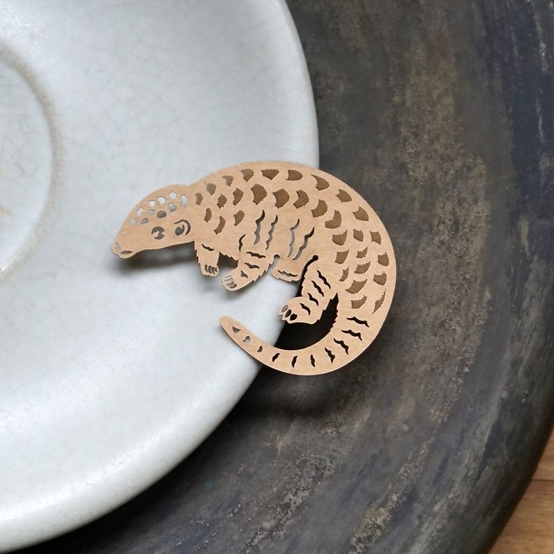 Mai Mai Zoo-Pangolin Paper Carving Bookmark | Cute Animal Healing Small Things Stationery Gifts - Bookmarks - Paper Khaki