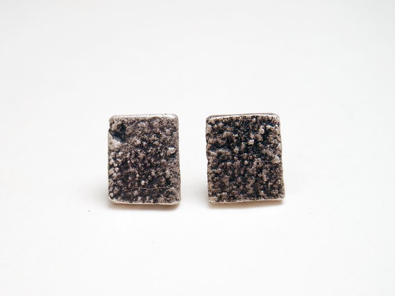 Coal Series  #a275  Melted Rock Earring - ต่างหู - เงิน สีเงิน