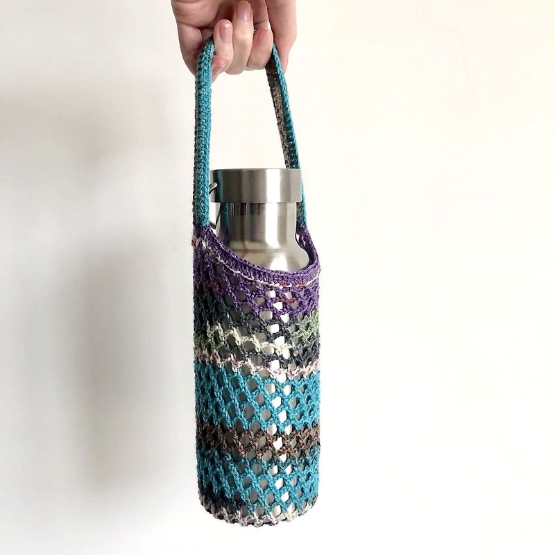 Crochet _ cave drink bag _ paramecium - Beverage Holders & Bags - Wool Green