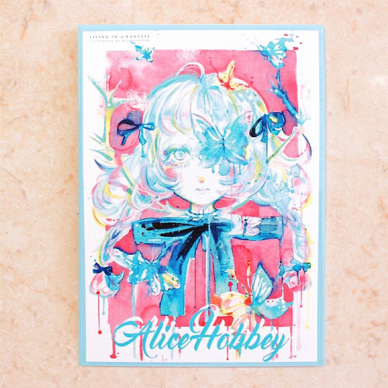 Alice Hobbey Fantasy Girl Series Double-sided Watercolor Illustration Postcard Postcard - Cards & Postcards - Paper Multicolor