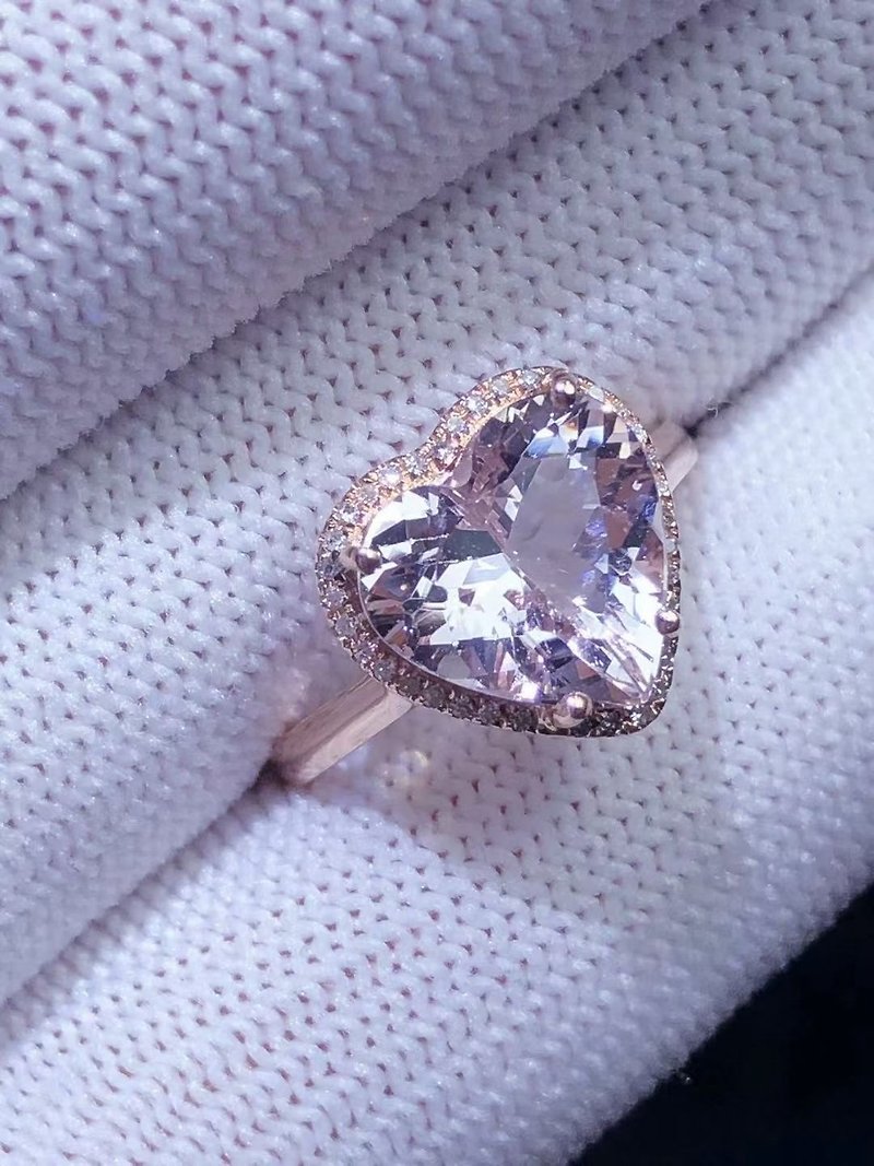 แหวนมอร์แกนไนต์รูปหัวใจสีชมพู 3.4 กะรัต (sapphire.ruby.tourmaline.spinel) - แหวนทั่วไป - เครื่องเพชรพลอย 
