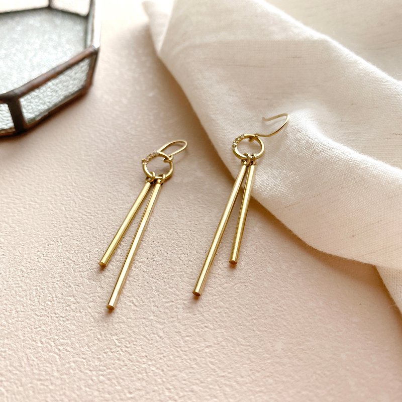 Vacation-Brass handmade earrings - Earrings & Clip-ons - Copper & Brass Gold