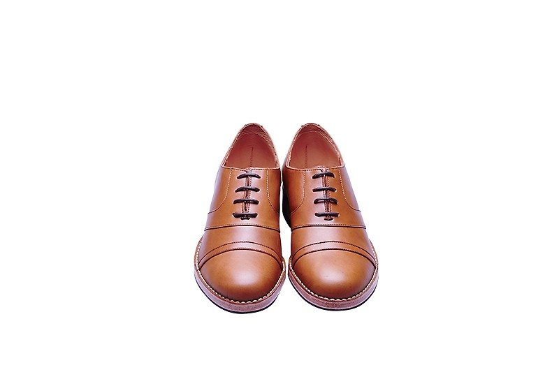 Stitching Sole_Trainer_Tan - Men's Oxford Shoes - Genuine Leather Orange