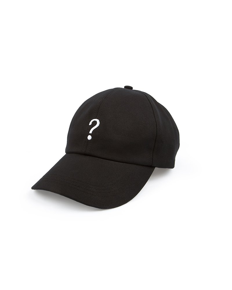 Question Cap 問號球帽 - 帽子 - 棉．麻 黑色