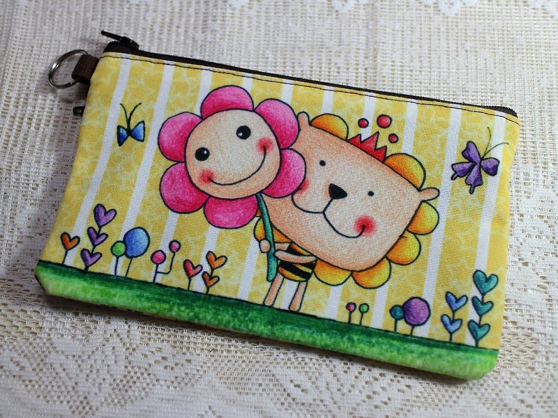 Double zipper universal package (lion flower) - Toiletry Bags & Pouches - Other Materials 