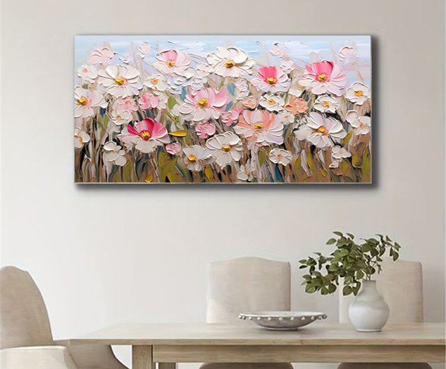 絵画　油絵　原画　抽象画　北欧　花　ピンク　アート　インテリア　F4 絵画 油絵 原画 抽象画 北欧 花 ピンク アート インテリア F4