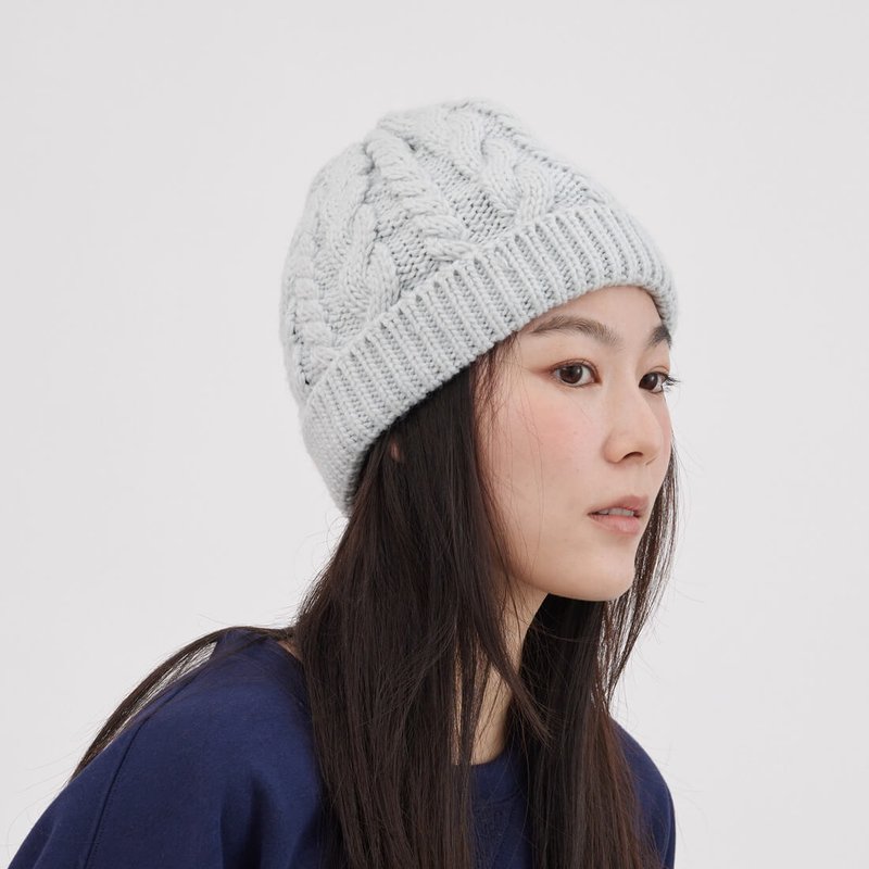 Merry Chunky Cable Beanie /Grey - Hats & Caps - Cotton & Hemp Gray