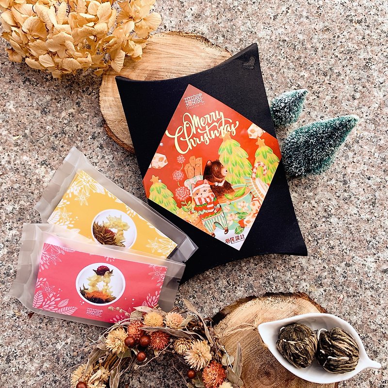 [Christmas Gift Box] Wu Zang Flower Tea 2 Naked Bags (6 Random Styles) Pie Box_Exchange Gifts (With Carrying Bag) - Tea - Fresh Ingredients Red
