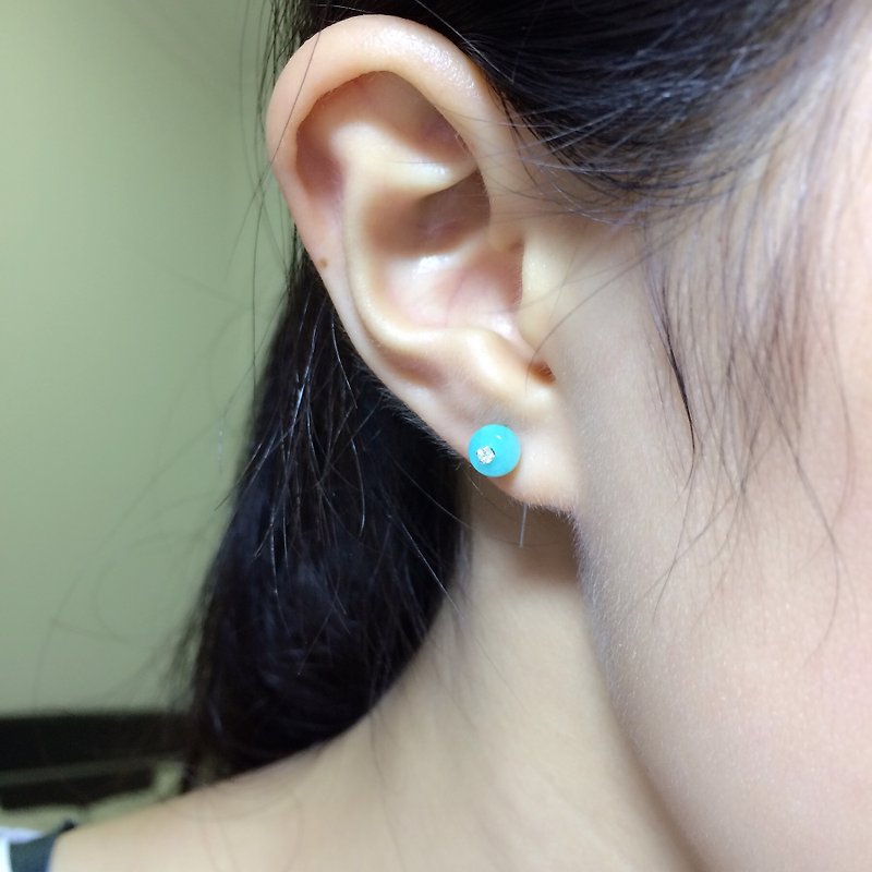 Miss Flora | 925 silver & simple amazonite earrings - ต่างหู - เครื่องเพชรพลอย 