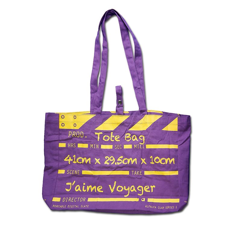 Director Clap Tote Bag - Purple - กระเป๋าแมสเซนเจอร์ - ผ้าฝ้าย/ผ้าลินิน สีม่วง