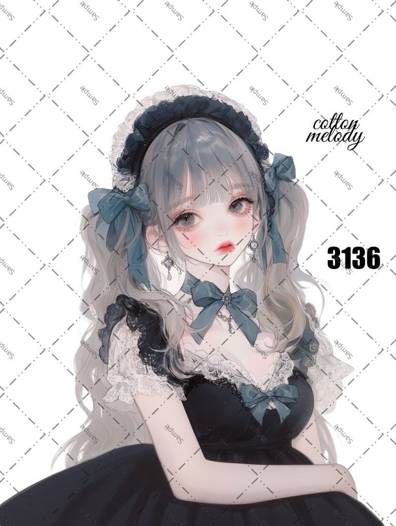 original sticker no.3136 人物ステッカー オリジナルステッカー オリジナル人物ステッカー 装飾ステッカー cotton melody - 貼紙 - 紙 