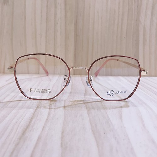EGlasses。眼鏡物語 站內最高等級UV420濾藍光0度眼鏡│多邊方型玫瑰紅彈性鈦合金A47