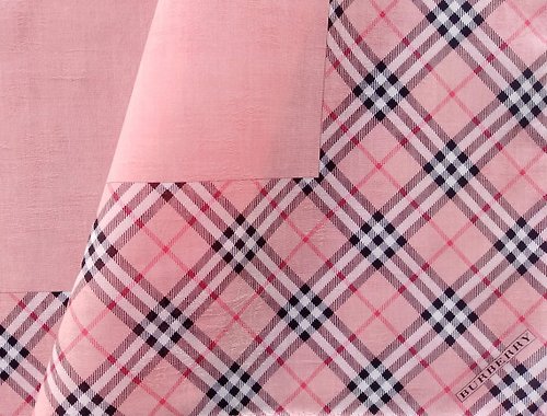 orangesodapanda Burberry Vintage Handkerchief Women Scarf 23 x 22.5 inches Pink Check Border