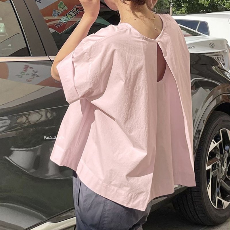 Cotton top shirt  oversized ิฟแา แ้ฟพท handmade - 女襯衫 - 棉．麻 多色