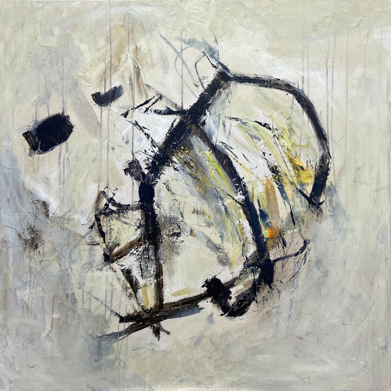 Original Abstract Beige Paintings on Canvas Modern Expressionist Art Handmade - 壁貼/牆壁裝飾 - 壓克力 白色