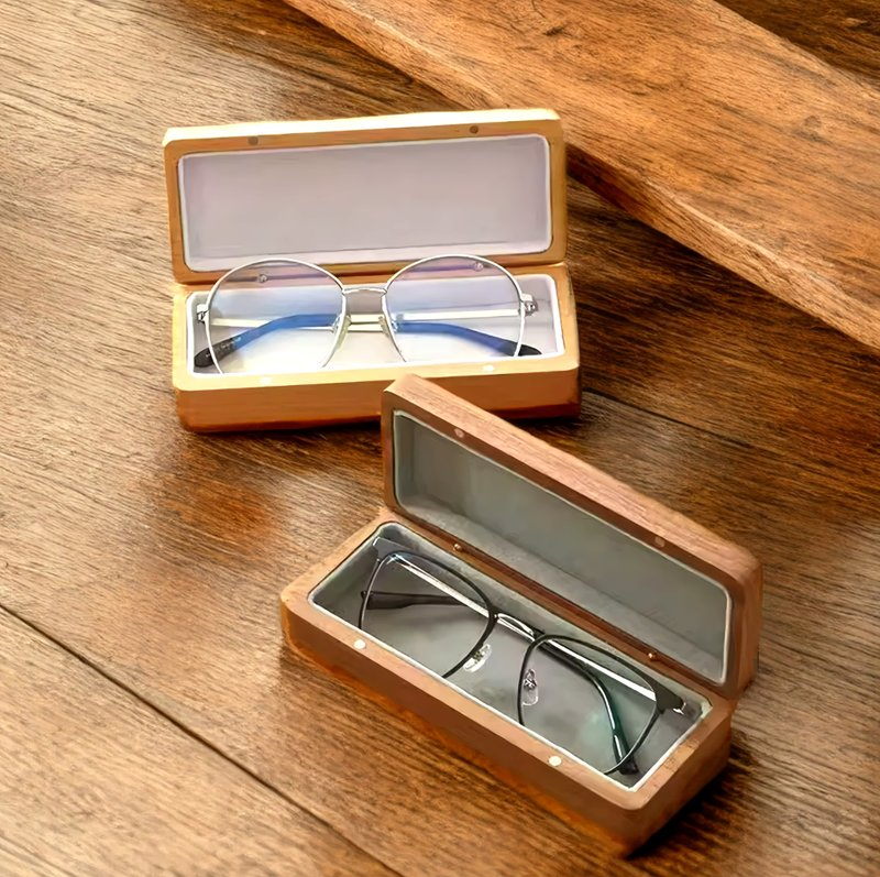 Custom Walnut Eyeglasses Box, Personalized Wooden Glasses Case - กล่องแว่น - ไม้ 