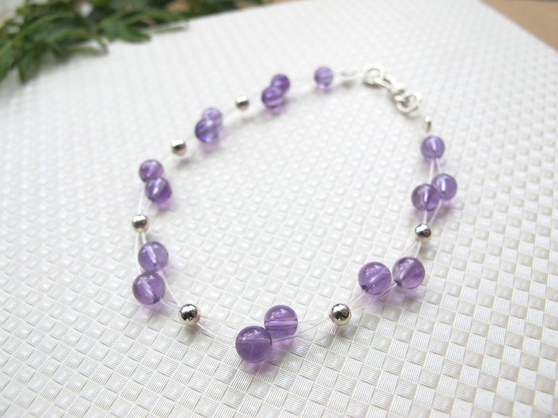 [Purple Purple Elf] Birthstone in February - Amethyst x 925 Silver - Handmade natural stone series - สร้อยข้อมือ - เครื่องเพชรพลอย สีม่วง