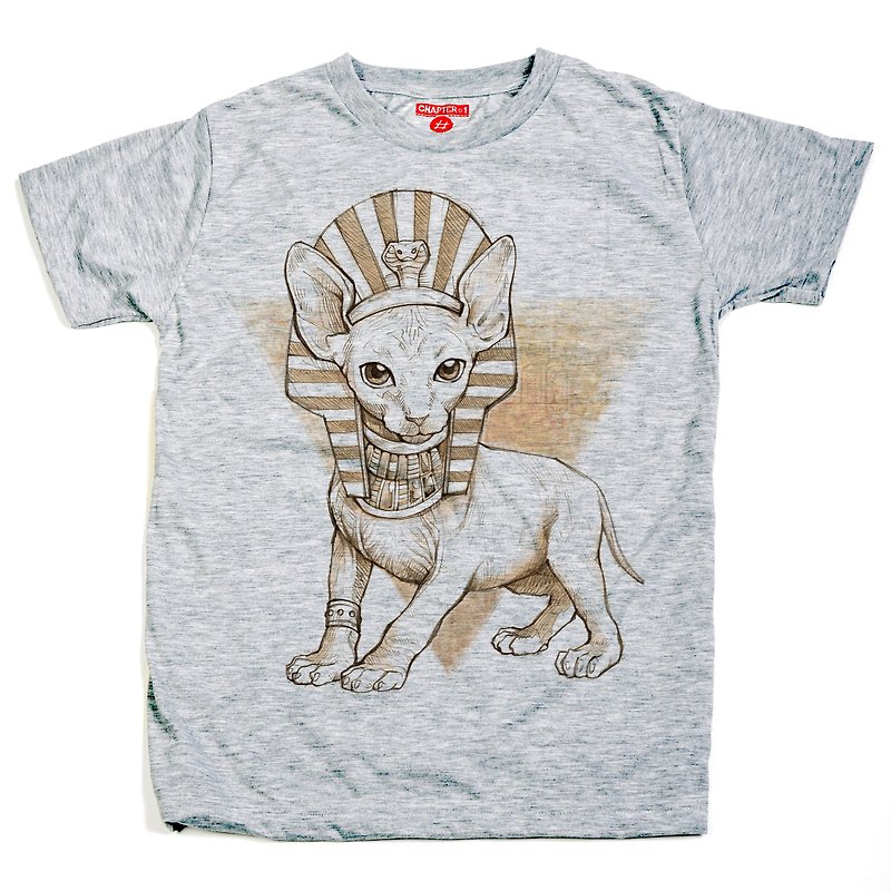 猫のTシャツ、猫のヘアレス猫 - Tシャツ メンズ - コットン・麻 ホワイト