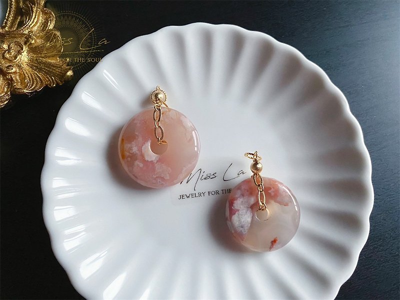 Mother's Day Cherry Blossom Agate Houzhuang Ping An Buckle Small Gao Goods Gift Bag Hanging Necklace Birthday Gift Girlfriend - สร้อยคอ - คริสตัล หลากหลายสี