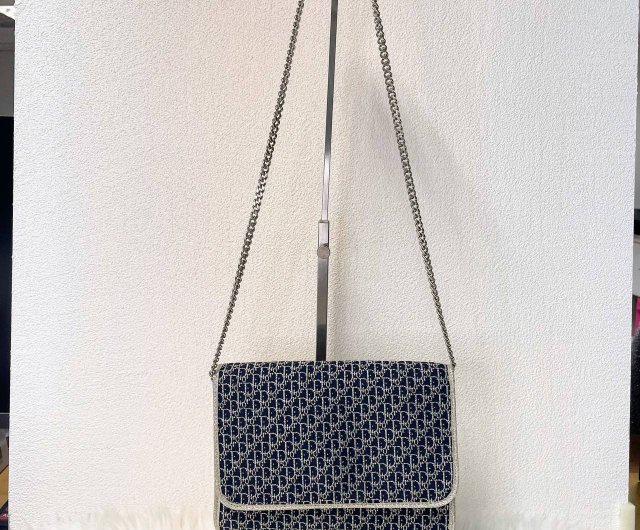 Dior ヴィンテージ トロッター ラメシルバー×ブルー2WAY