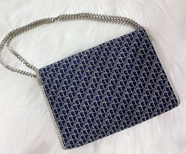 Dior ヴィンテージ トロッター ラメシルバー×ブルー2WAY