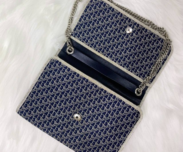 Dior ヴィンテージ トロッター ラメシルバー×ブルー2WAY