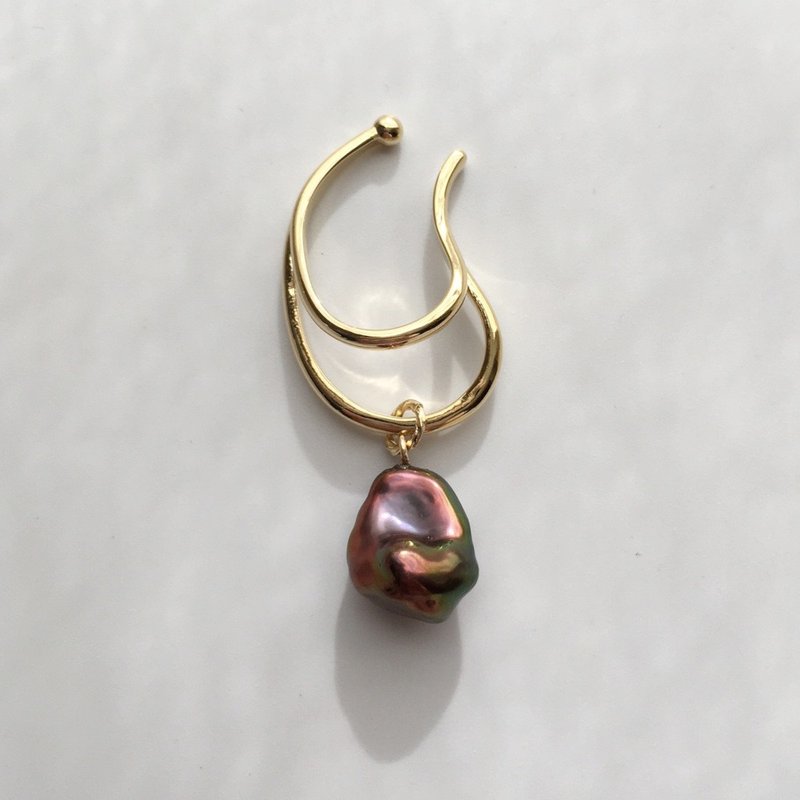 Keshi Baroque Pearl Ear Cuff - ต่างหู - ไข่มุก สีนำ้ตาล