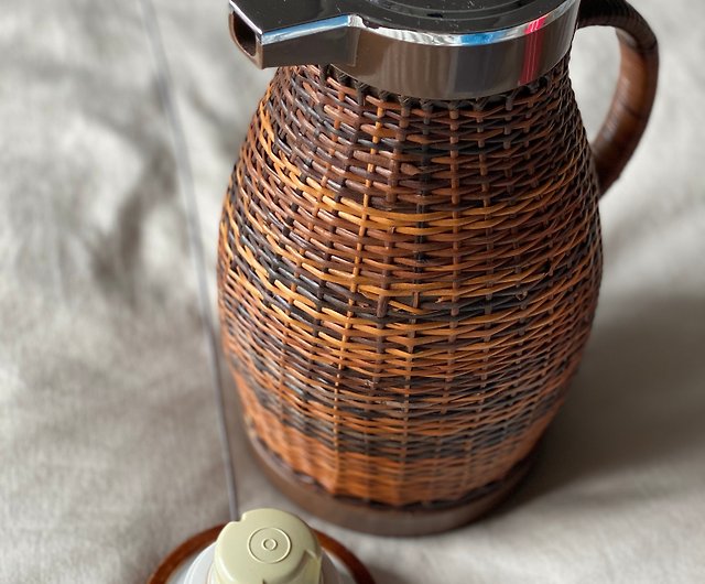 Zojirushi Handmade Rattan Kettle Coffee Pot Magic Bottle Insulated Pot Used  - Shop the-old-soul Vacuum Flasks - Pinkoi