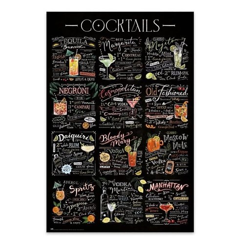 Dope 私貨 LILY & VAL 12種雞尾酒調酒教學黑板 進口海報