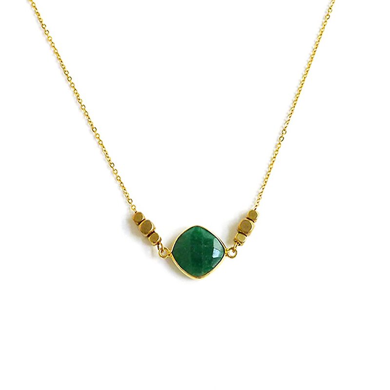 Ficelle | handmade brass natural stone bracelet | [crystal pupil] emerald - Bracelets - Gemstone 