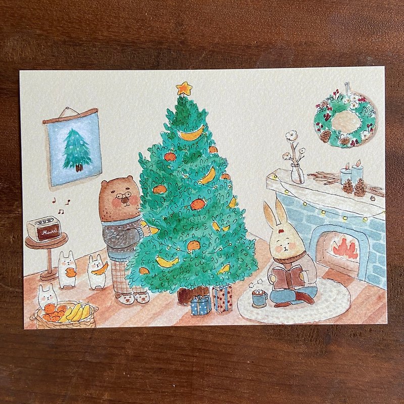 聖誕明信片 - 橘橘黃黃耶誕節 - 心意卡/卡片 - 紙 橘色