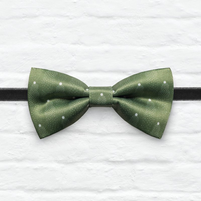 Style 0099 Grass Green Mini Dots pattern Bowtie - Grass Green Wedding Bowtie - สร้อยติดคอ - เส้นใยสังเคราะห์ สีเขียว