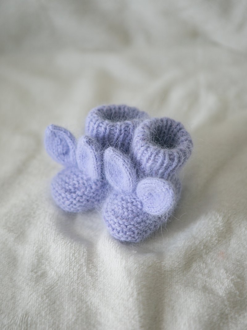 Booties Bunny for newborns - Baby Socks - Wool Purple