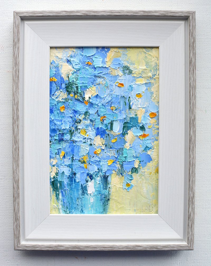 อย่าลืมฉันศิลปะภาพสีน้ำมันต้นฉบับจิตรกรรมสมัยใหม่จิตรกรรมร่วมสมัยดอกไม้art - วาดภาพ/ศิลปะการเขียน - วัสดุอื่นๆ สีน้ำเงิน