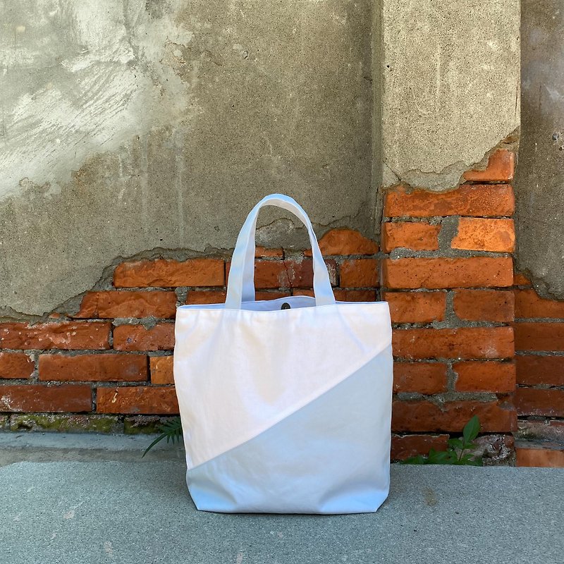 Canvas Tote Bag/Bevel/Patchwork/Japan No. 11 Canvas/Ice Blue - Handbags & Totes - Other Materials Blue