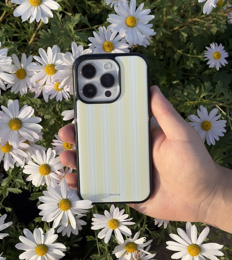 yellow&skyblue stripe epoxy bumper case - เคส/ซองมือถือ - วัสดุอื่นๆ 