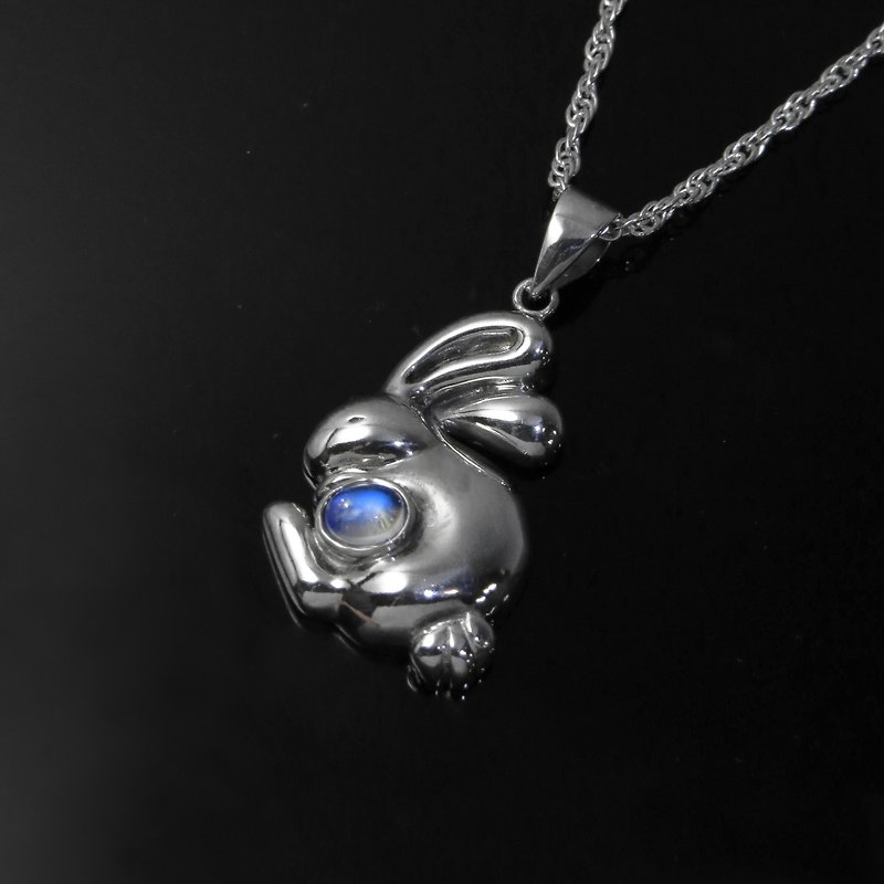 Tutu Series / Moon Bunny / 925 Silver/ Designer Limited Edition - Necklaces - Other Metals Silver