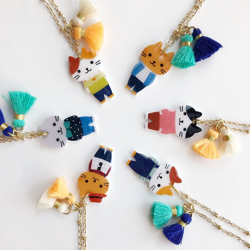 Meow - Style cat with tassel necklace (6 styles to choose) - Necklaces - Plastic Multicolor