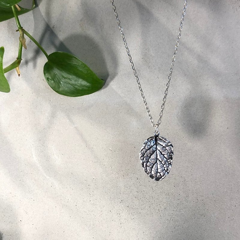 Mint Leaf Silver Pendant. Handmade and unique. - Necklaces - Sterling Silver 