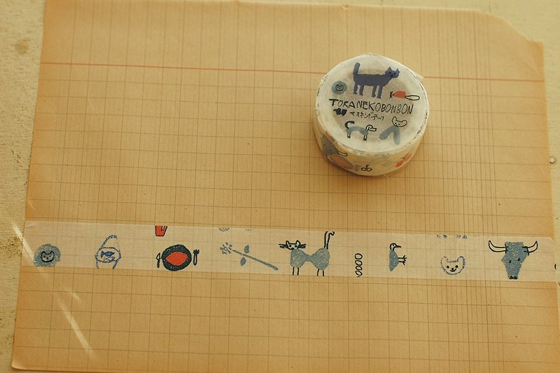 倉敷とらねこボンボン和紙テープD（99215-04） - マスキングテープ - 紙 ホワイト