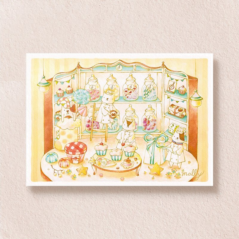 postcard-Cat Cook Candy House - การ์ด/โปสการ์ด - กระดาษ หลากหลายสี