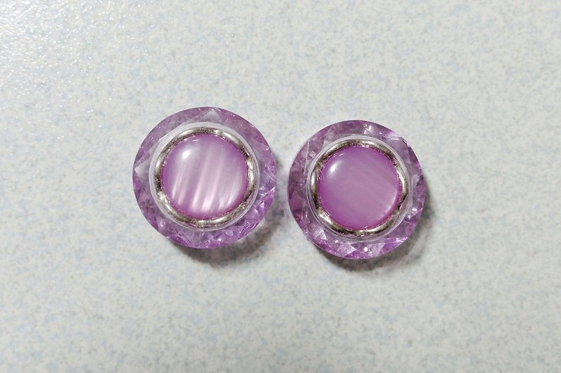 幻紫冰晶復古耳環/夾式/針式 - 耳環/耳夾 - 塑膠 紫色