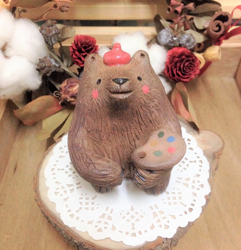 Theme Bear Series - Little Painter Bear - Pottery & Ceramics - Pottery Multicolor
