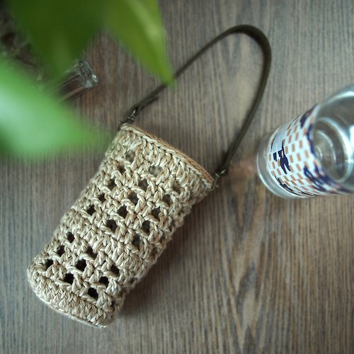 manyjoystudio Handmade crochet water bottle carriers mixs colors Natural / Brown